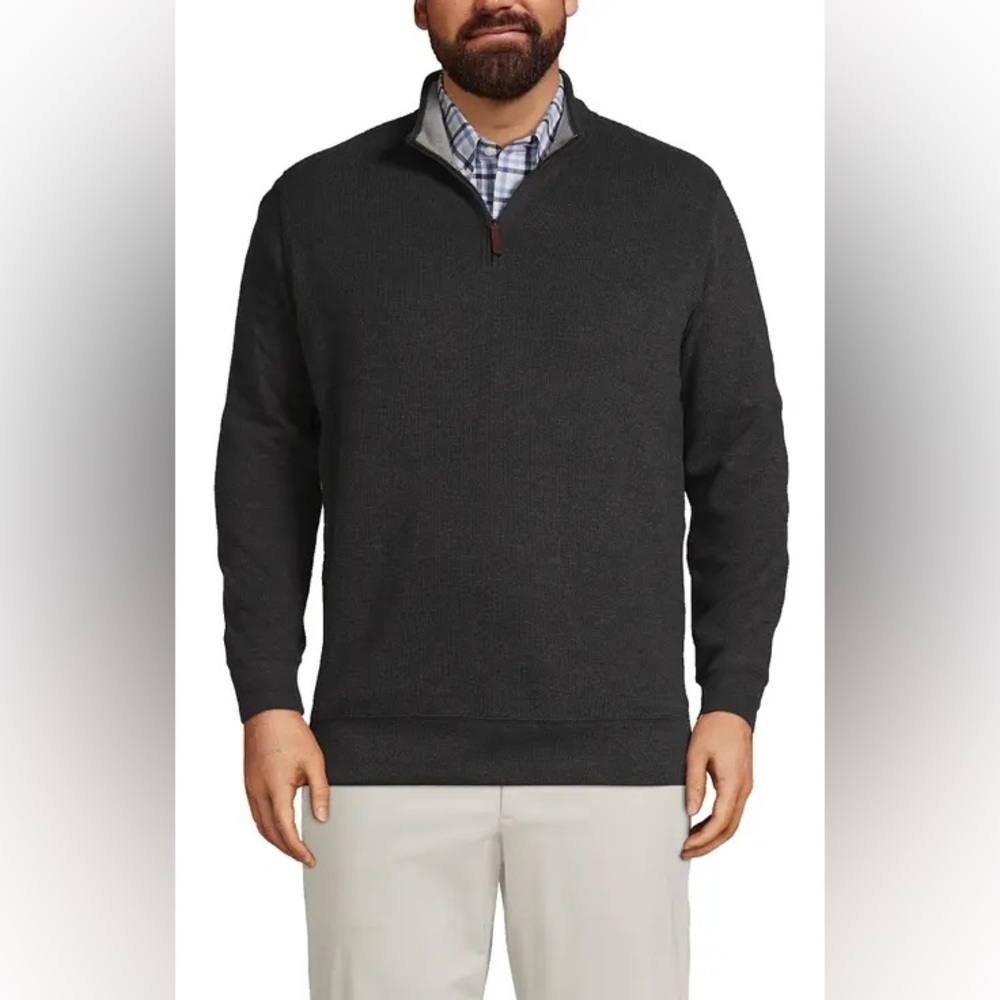 Lands’ End Men’s Quarter-Zip Sweater – Sz 3XL Tall (Charcoal Gray)